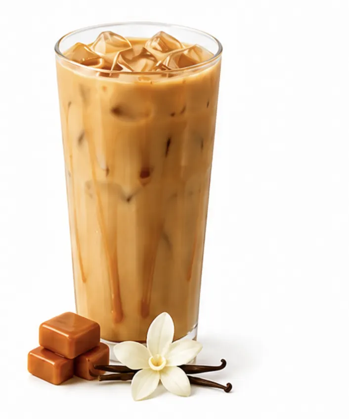 Caramel vanilla Iced Latte at Yolk Sundance Square Fort Worth