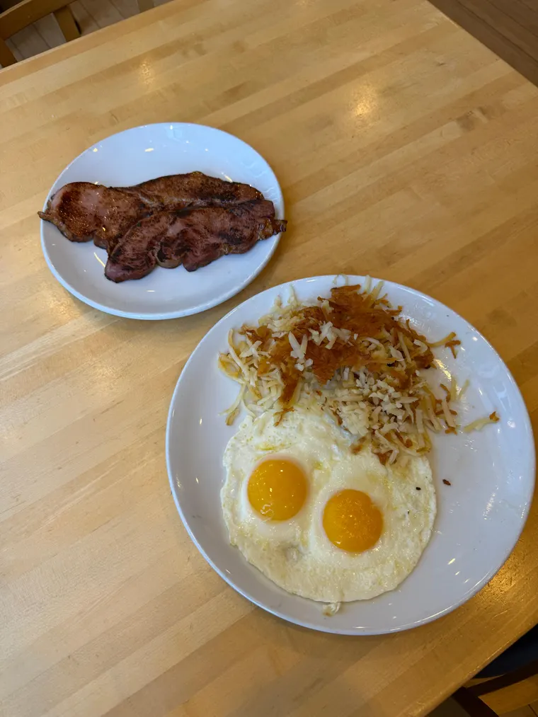 Two Eggs w/ ham steak at Yolk City Way Indianapolis